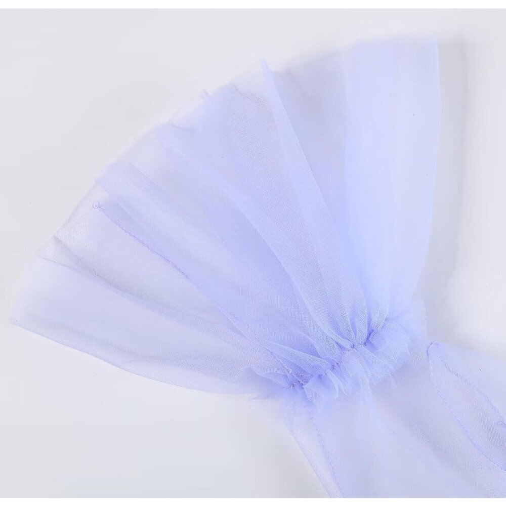Women's Puffy Ruffle Lavender Tulle Sheer Mesh Party Prom One Size Short Gloves - Picture 5 of 7